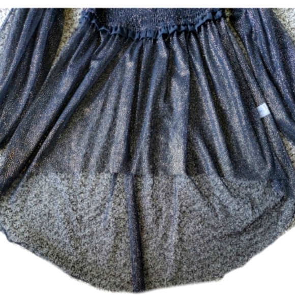 BLK/GOLD SHEER IRIDESCENT HI-LOW SHIRT SZ. L - Picture 3 of 7